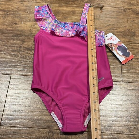 Speedo girls pink one piece swim bathing suit - Picture 6 of 13